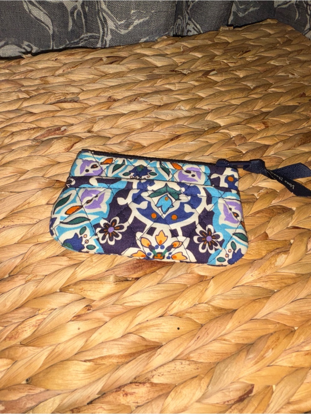 Vera Bradley Navy and Teal Floral Quilted Wristlet